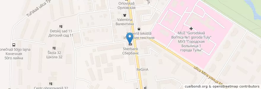 Mapa de ubicacion de Сбербанк en روسیه, Центральный Федеральный Округ, Тульская Область, Городской Округ Тула.