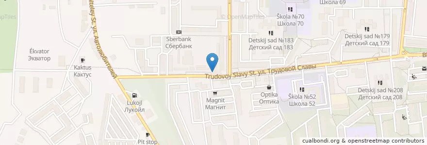 Mapa de ubicacion de Фармина en Rússia, Distrito Federal Do Sul, Krai De Krasnodar, Городской Округ Краснодар.