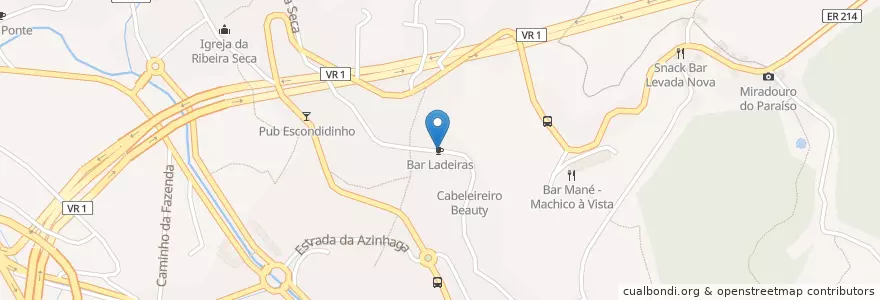 Mapa de ubicacion de Bar Ladeiras en Portugal, Machico, Machico.