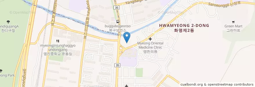 Mapa de ubicacion de 북구보건소 en 大韓民国, 釜山, 北区, 華明洞.