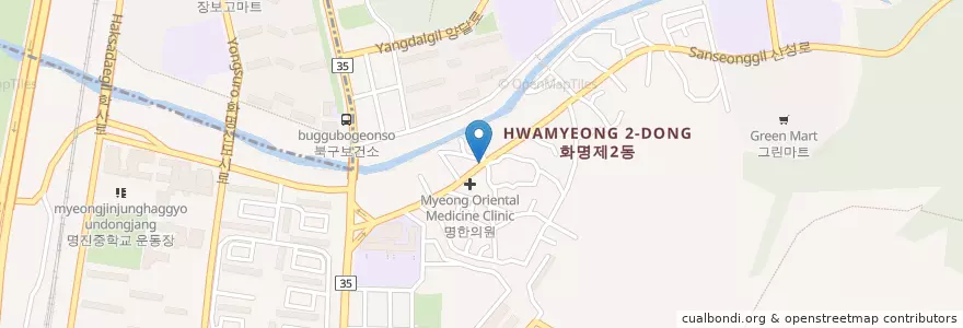 Mapa de ubicacion de 화명차고지 en 대한민국, 부산, 북구, 화명동.