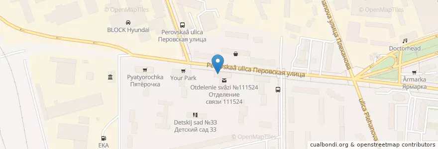 Mapa de ubicacion de Сбербанк en Rusia, Distrito Federal Central, Москва, Восточный Административный Округ, Район Перово.