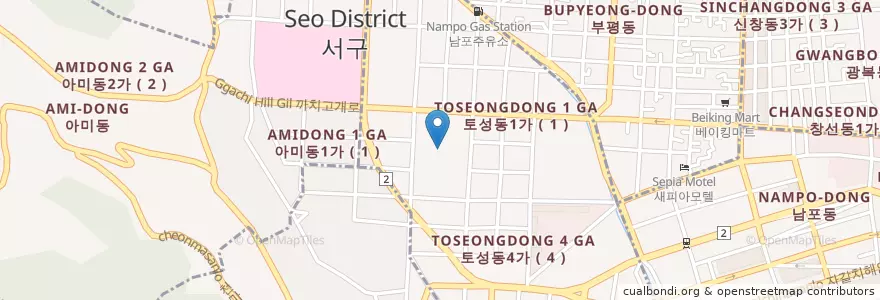 Mapa de ubicacion de 토성초등학교 en 대한민국, 부산, 서구, 충무동.