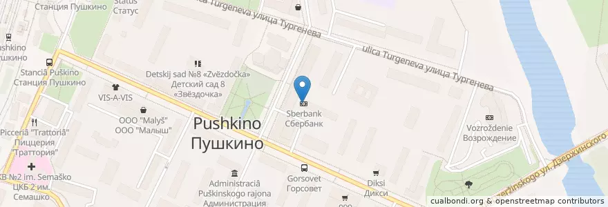 Mapa de ubicacion de Сбербанк en Rusia, Distrito Federal Central, Óblast De Moscú, Пушкинский Городской Округ.