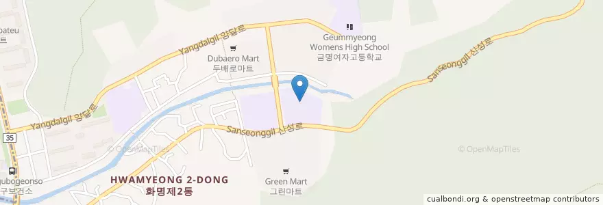 Mapa de ubicacion de 대천리초등학교 en 韩国/南韓, 釜山, 北區, 화명동.