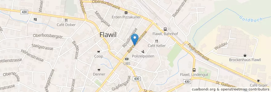 Mapa de ubicacion de Gemeindebibliothek Flawil en Schweiz/Suisse/Svizzera/Svizra, Sankt Gallen, Wahlkreis Wil, Flawil.