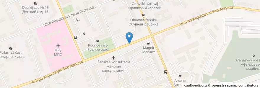 Mapa de ubicacion de городской округ Орёл en Russie, District Fédéral Central, Oblast D'Orel, Орловский Район, Городской Округ Орёл.