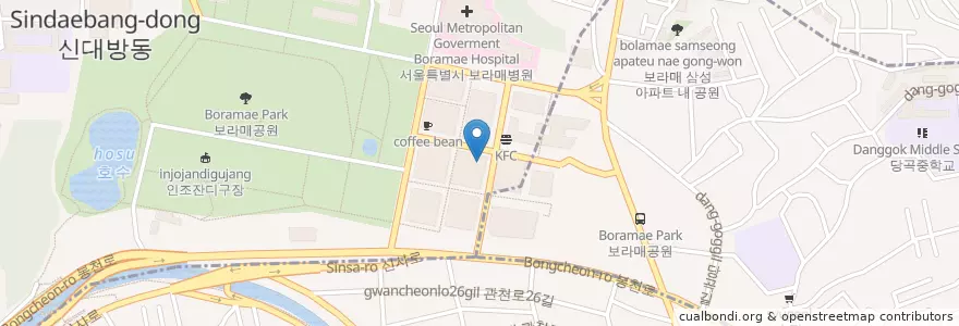 Mapa de ubicacion de KEB하나은행 en Coreia Do Sul, Seul, 동작구, 신대방2동.
