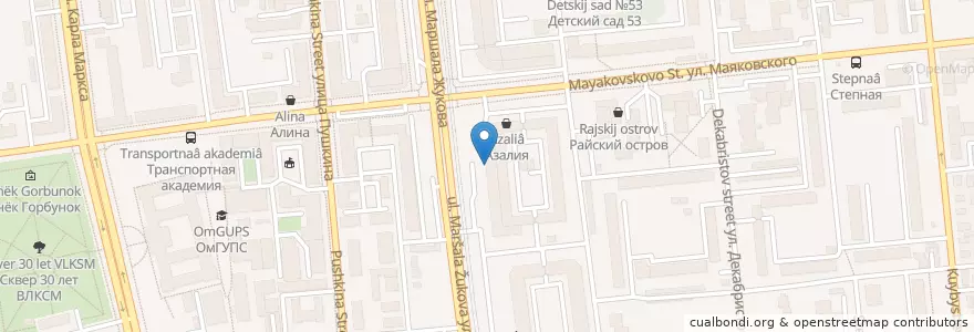 Mapa de ubicacion de Барракуда en Rússia, Distrito Federal Siberiano, Омская Область, Омский Район, Городской Округ Омск.