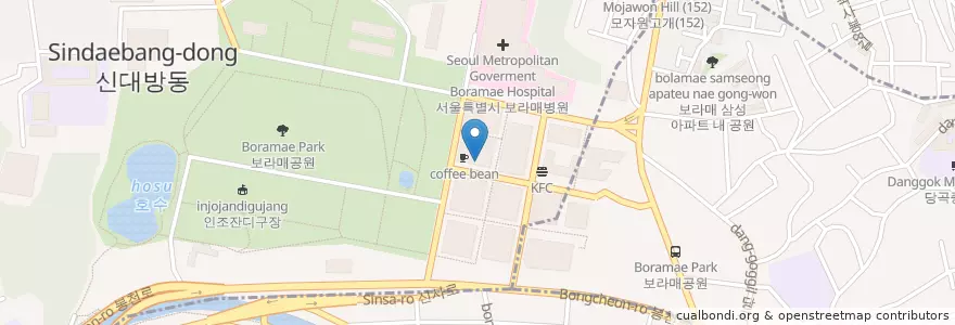 Mapa de ubicacion de 새마을식당 en Coreia Do Sul, Seul, 동작구, 신대방2동.