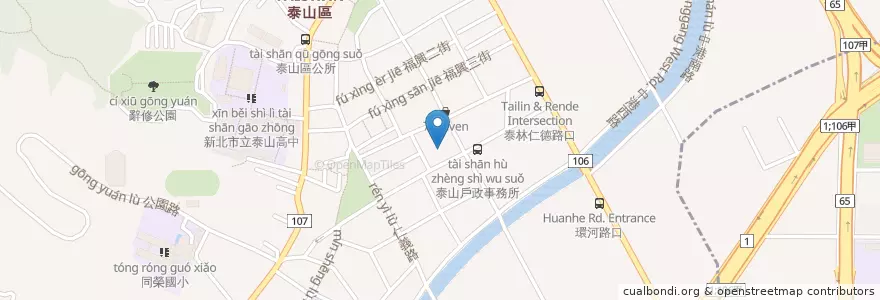 Mapa de ubicacion de 新北市立圖書館泰山分館 en Taiwán, Nuevo Taipéi, 泰山區.