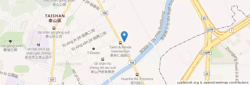 Mapa de ubicacion de 台朔石油 en Taiwan, 新北市, 泰山區.