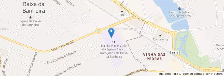 Mapa de ubicacion de Escola 2,3 D. João I en 葡萄牙, Área Metropolitana De Lisboa, Setúbal, Península De Setúbal, Moita, Baixa Da Banheira E Vale Da Amoreira.