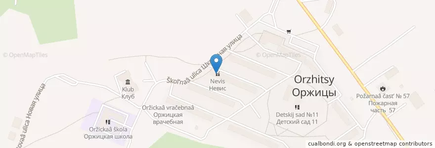 Mapa de ubicacion de Невис en Russland, Föderationskreis Nordwest, Oblast Leningrad, Ломоносовский Район, Оржицкое Сельское Поселение.