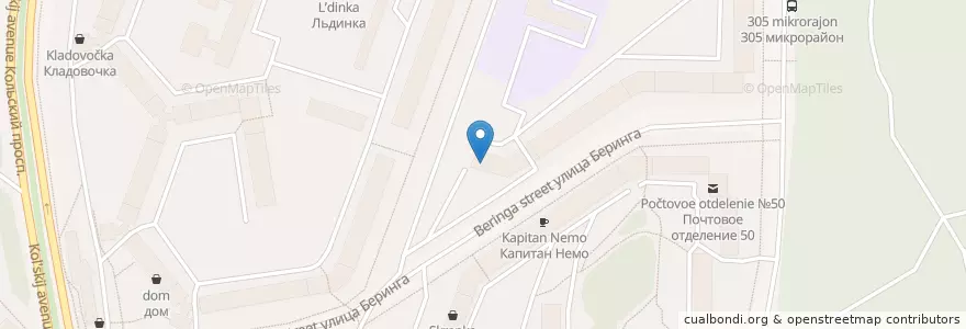 Mapa de ubicacion de Отделение скорой помощи подстанция № 3 en Russie, District Fédéral Du Nord-Ouest, Oblast De Mourmansk, Городской Округ Мурманск.