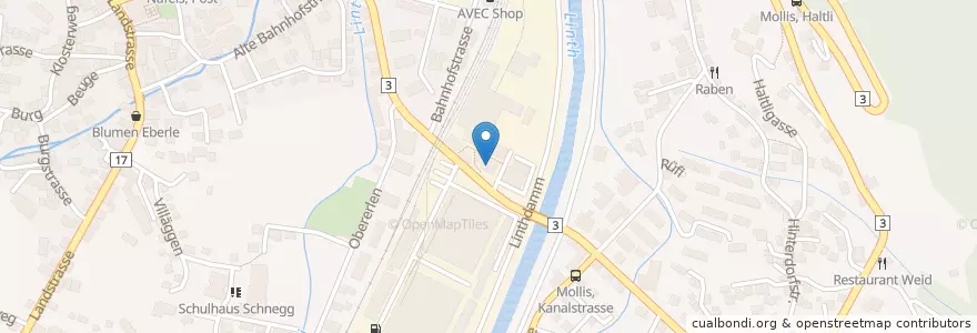 Mapa de ubicacion de Vista Bar Näfels en Svizzera, Glarona, Glarus Nord.
