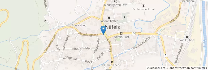 Mapa de ubicacion de Josy's Bistro Bar en 瑞士, Glarus, Glarus Nord.