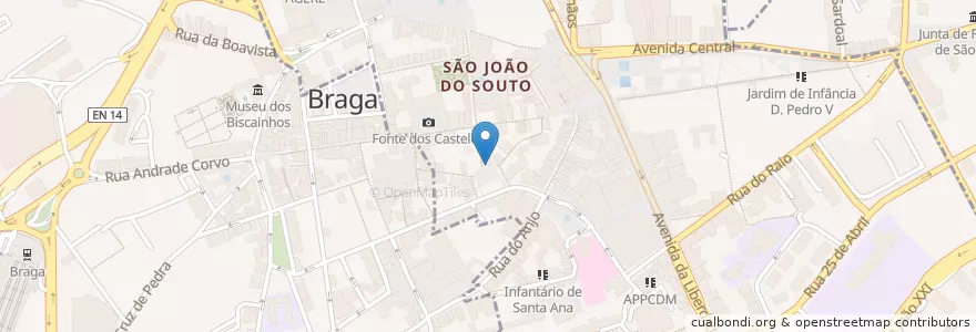 Mapa de ubicacion de Frigideiras do Cantinho en پرتغال, Norte, Braga, Cávado, Braga, São José De São Lázaro E São João Do Souto.