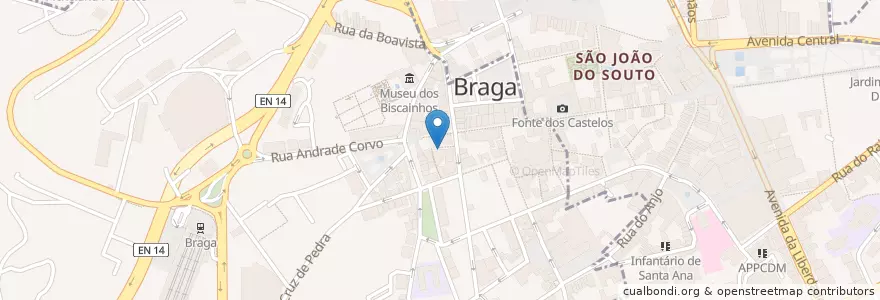 Mapa de ubicacion de Felix Taberna en Portogallo, Nord, Braga, Cávado, Braga, Maximinos, Sé E Cividade.