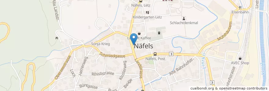 Mapa de ubicacion de Perplex Bar en سويسرا, Glarus, Glarus Nord.