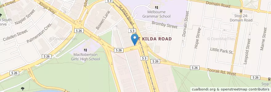 Mapa de ubicacion de Kingsway/St Kilda Road en Australia, Victoria.