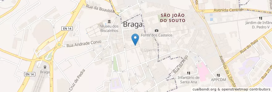 Mapa de ubicacion de Rossio Café en Португалия, Северный, Braga, Каваду, Braga, Maximinos, Sé E Cividade.
