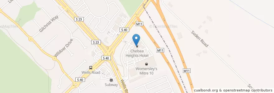 Mapa de ubicacion de Chelsea Heights Hotel en Australien, Victoria, City Of Kingston.