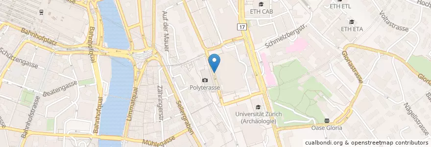 Mapa de ubicacion de ETH Zürich Leonhardstrasse en Switzerland, Zürich, Bezirk Zürich, Zürich.