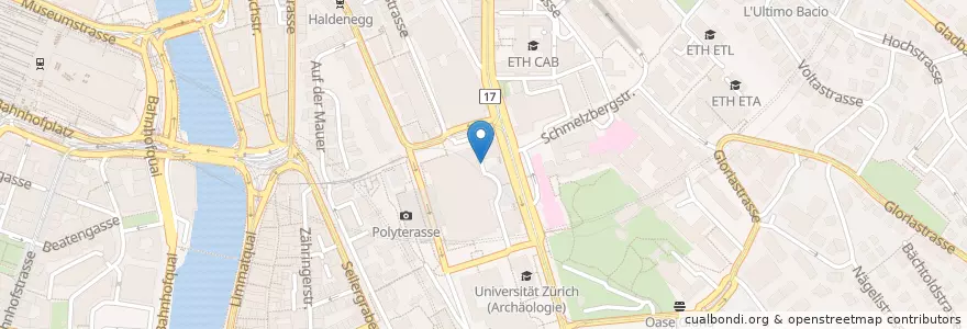 Mapa de ubicacion de ETH Zürich Parkhaus en Schweiz, Zürich, Bezirk Zürich, Zürich.