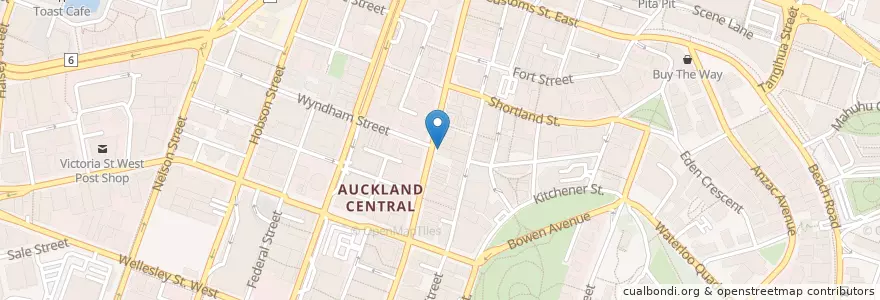 Mapa de ubicacion de ASB en Yeni Zelanda, Auckland, Waitematā.