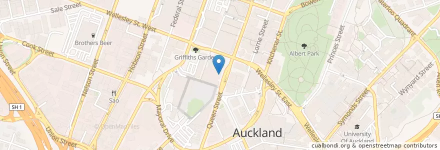 Mapa de ubicacion de Burger Fuel en New Zealand, Auckland, Waitematā.