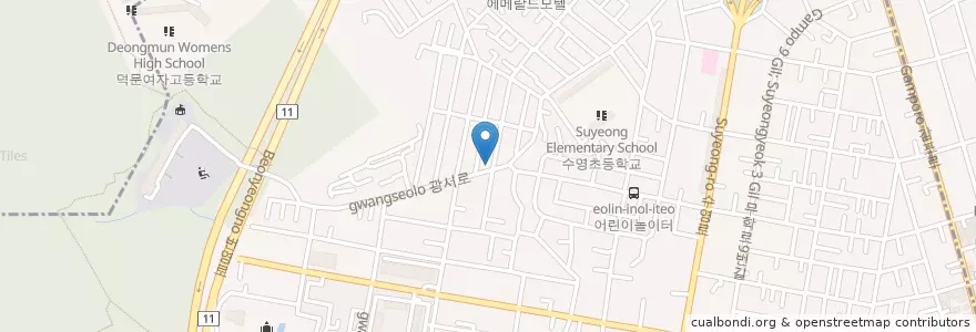 Mapa de ubicacion de 멕시카나 en Zuid-Korea, Busan, 수영구, 광안동.