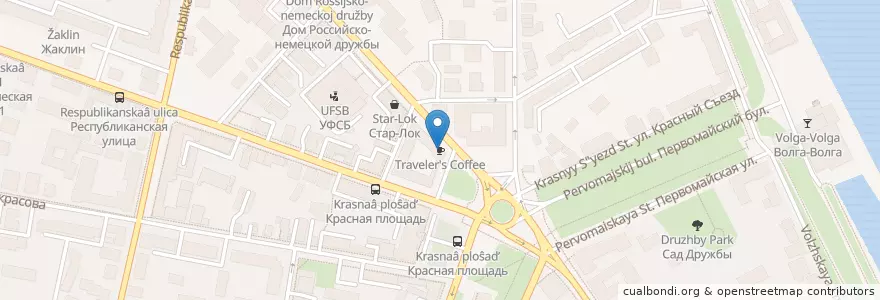 Mapa de ubicacion de Traveler's Coffee en Russia, Distretto Federale Centrale, Oblast' Di Jaroslavl', Ярославский Район, Городской Округ Ярославль.