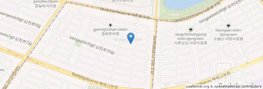 Mapa de ubicacion de 진일교회 en كوريا الجنوبية, سول, 송파구, 삼전동.