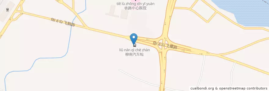 Mapa de ubicacion de 柳南汽车站 en 中国, 広西チワン族自治区, 柳州市, 柳南区 (Liunan).