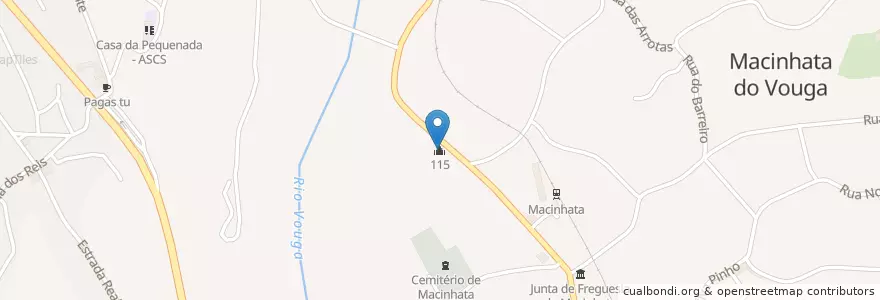 Mapa de ubicacion de 115 en پرتغال, Aveiro, Centro, Baixo Vouga, Águeda, Macinhata Do Vouga.