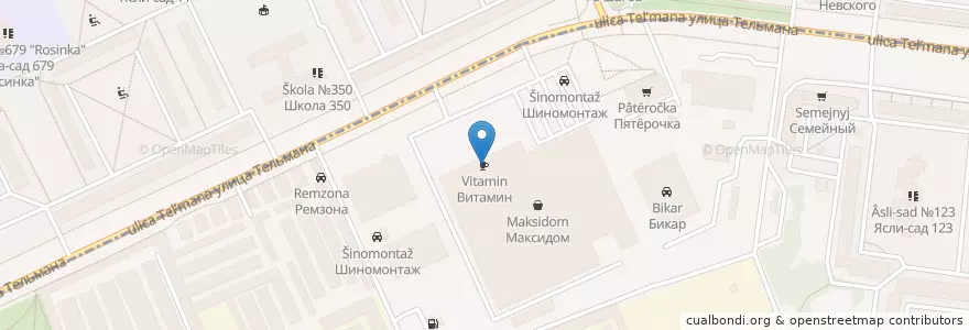Mapa de ubicacion de Витамин en Russland, Föderationskreis Nordwest, Oblast Leningrad, Sankt Petersburg, Невский Район, Народный Округ.