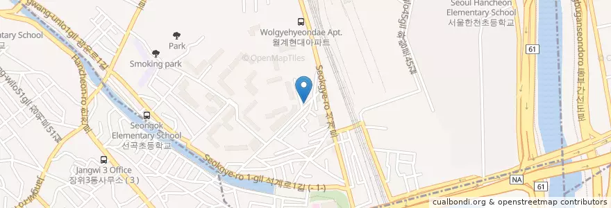 Mapa de ubicacion de Buljanggun Barbecue en South Korea, Seoul, Nowon-Gu, Wolgye 1(Il)-Dong.