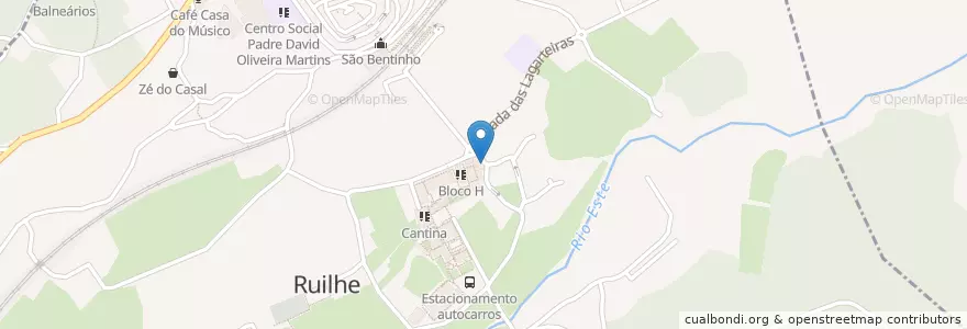 Mapa de ubicacion de Ponto Electrão en البرتغال, المنطقة الشمالية (البرتغال), كافادو, براغا, براغا, Ruilhe.