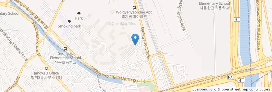 Mapa de ubicacion de 요요 숯불 바베큐(Yoyo Barbecue) en 대한민국, 서울, 노원구, 월계1동.