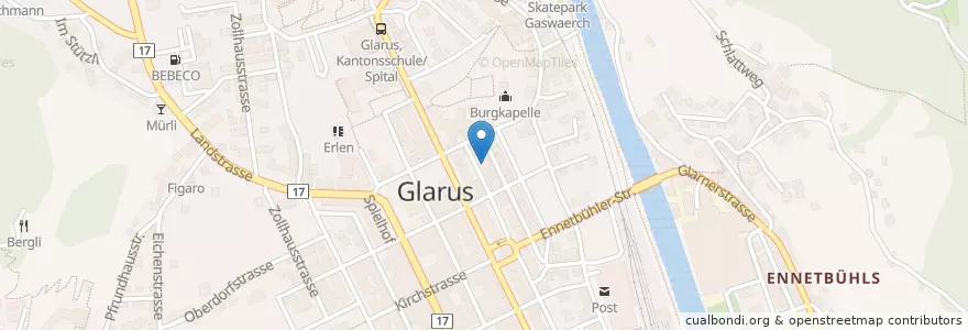 Mapa de ubicacion de Krone en Suisse, Glaris, Glarus.