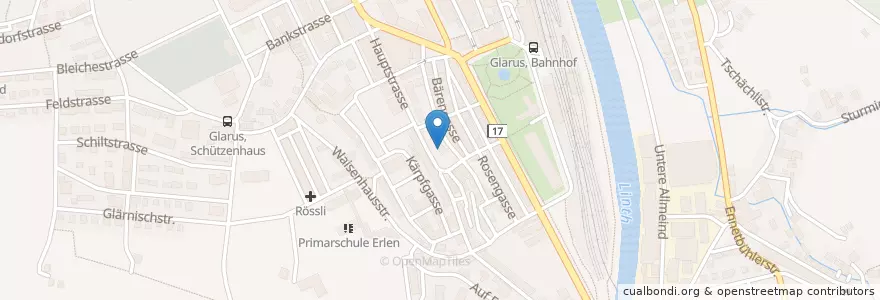 Mapa de ubicacion de Pizzeria Steinbock en Schweiz/Suisse/Svizzera/Svizra, Glarus, Glarus.