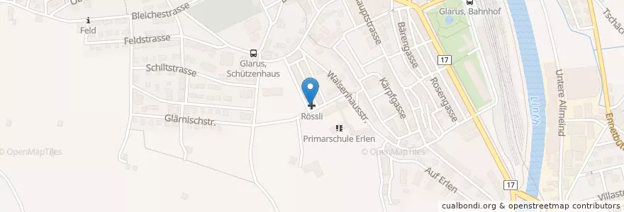 Mapa de ubicacion de Rössli en Schweiz/Suisse/Svizzera/Svizra, Glarus, Glarus.