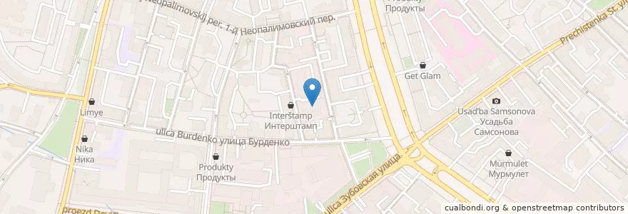 Mapa de ubicacion de Посольство Саудовской Аравии en Rusland, Centraal Federaal District, Moskou, Центральный Административный Округ, Район Хамовники.