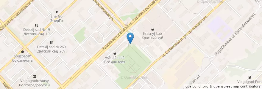 Mapa de ubicacion de Удача en Rusia, Южный Федеральный Округ, Volgogrado, Городской Округ Волгоград.