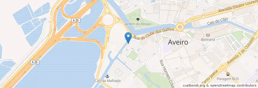 Mapa de ubicacion de Restaurante Armazéns da Ria en 葡萄牙, Aveiro, Centro, Baixo Vouga, Aveiro, Glória E Vera Cruz.
