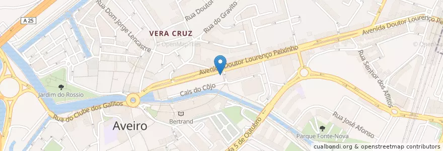 Mapa de ubicacion de Zig Zag en Португалия, Aveiro, Центральный Регион, Baixo Vouga, Aveiro, Glória E Vera Cruz.