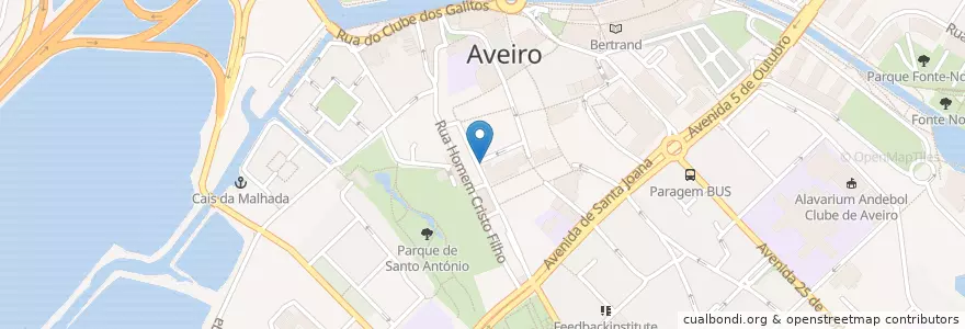Mapa de ubicacion de Ecoponto en Португалия, Aveiro, Центральный Регион, Baixo Vouga, Aveiro, Glória E Vera Cruz.
