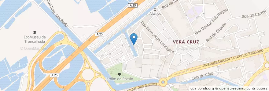 Mapa de ubicacion de JR, Capela Bar en Portugal, Aveiro, Centro, Baixo Vouga, Aveiro, Glória E Vera Cruz.