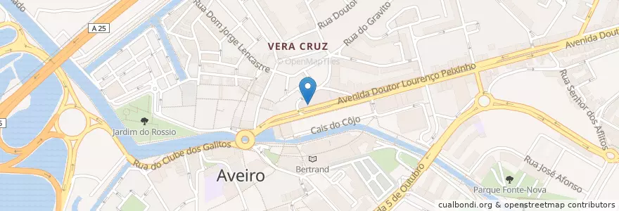 Mapa de ubicacion de Santander Totta en 포르투갈, Aveiro, Centro, Baixo Vouga, Aveiro, Glória E Vera Cruz.